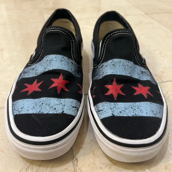 Limited Edition Vans Off the Wall slip-ons Chicago Flag - Picture 5 of 8